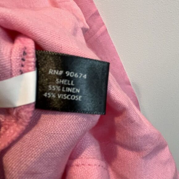 Boston Proper Pink Linen Button Up Blouse Women’s XS Tie Front Party Shower Long - Picture 10 of 12